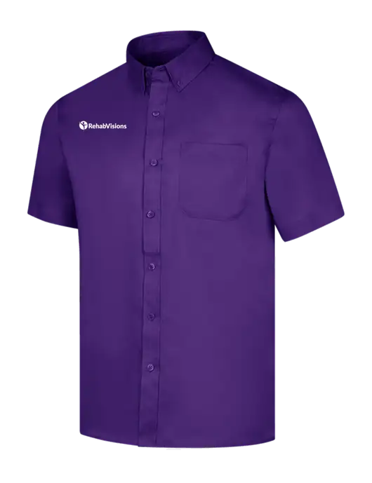 Short Sleeve Purple Superpro React Twill Shirt w/RehabVisions POST Logo