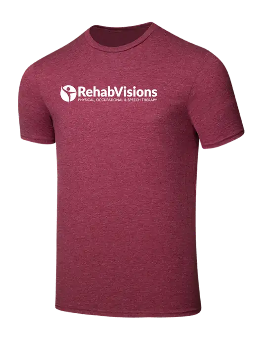 Seriously Soft Heathered Cardinal T-Shirt w/RehabVisions POST Logo