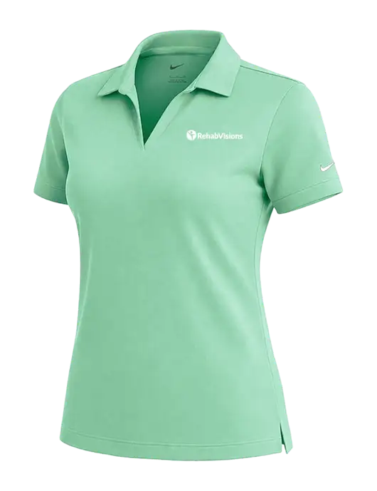 NIKE Very Light Green Womens Dri-Fit Micro Pique Polo w/RehabVisions POST Logo
