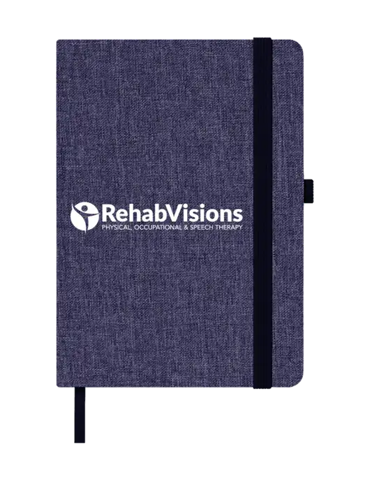 Twill Navy Heathered 5 x 7 Journal w/RehabVisions POST Logo