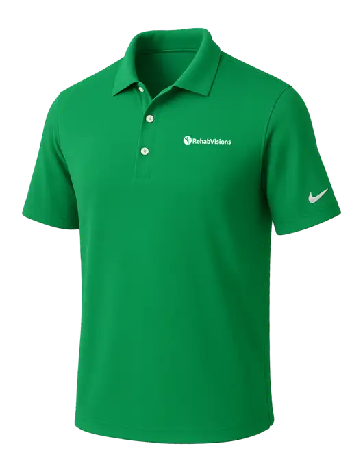 NIKE Kelly Green Dri-Fit Micro Pique Polo w/RehabVisions POST Logo