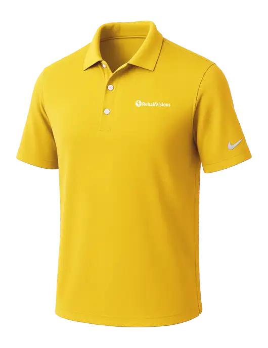 NIKE Yellow Gold Dri-Fit Micro Pique 2.0 Polo
 w/RehabVisions POST Logo