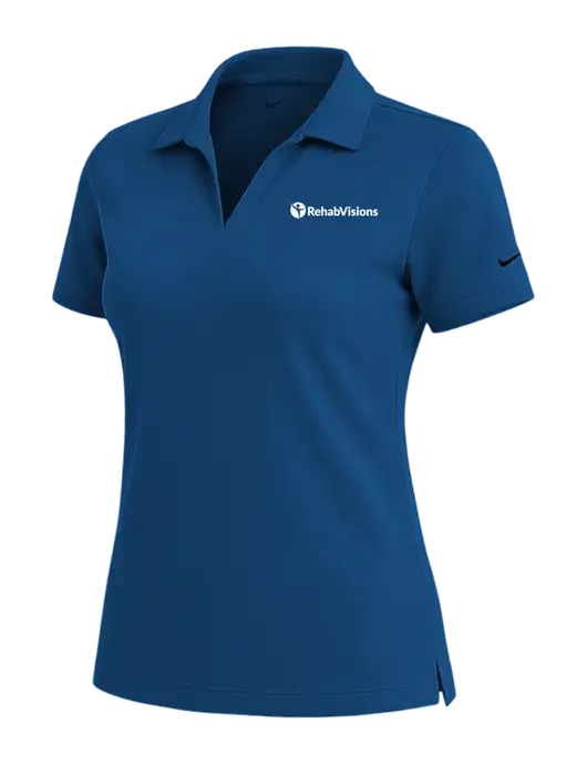 NIKE Dark Royal Womens Dri-Fit Micro Pique Polo w/RehabVisions POST Logo