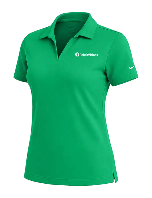 NIKE Kelly Green Womens Dri-Fit Micro Pique Polo w/RehabVisions POST Logo