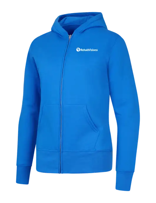 Royal Womens Core Fleece Full-Zip Hooded Sweatshirt w/RehabVisions POST Logo