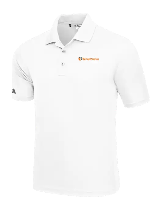 Adidas White Basic Sport Polo w/RehabVisions POST Logo