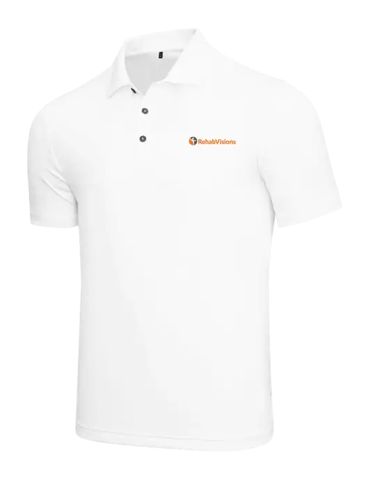 Adidas White Performance Polo w/RehabVisions POST Logo