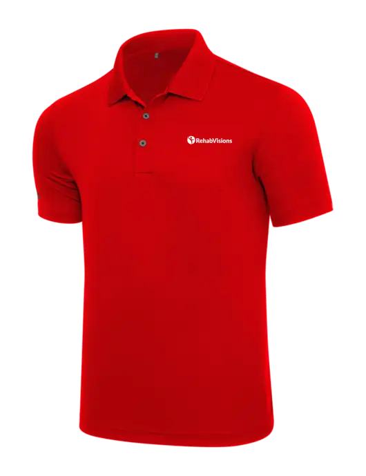 Adidas Red Performance Polo w/RehabVisions POST Logo