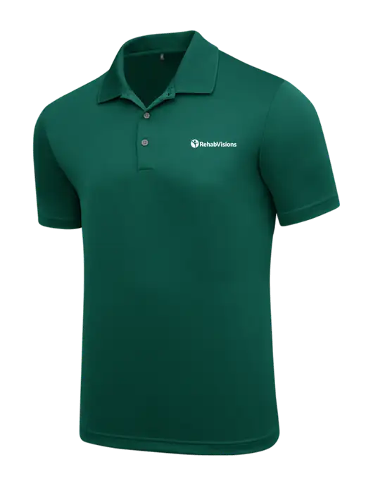 Adidas Dark Green  Performance Polo w/RehabVisions POST Logo