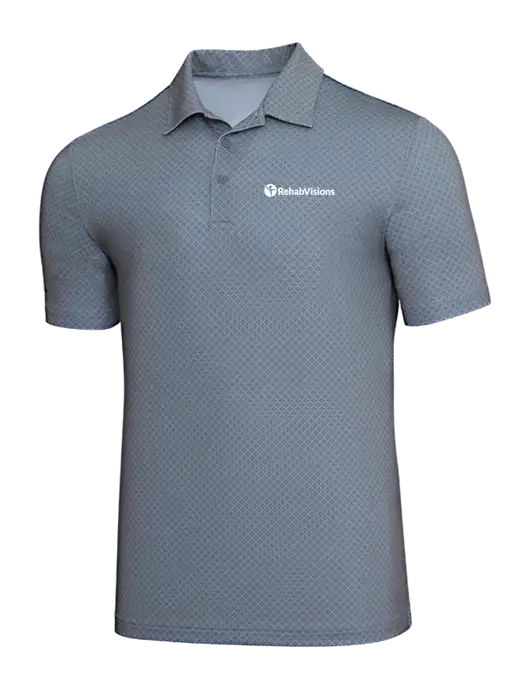 Adidas Light Grey Three Diamond Dot Print Polo w/RehabVisions POST Logo
