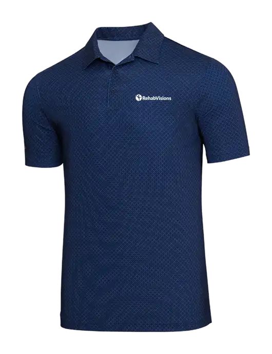 Adidas Navy Blue Diamond Dot Print Polo w/RehabVisions POST Logo
