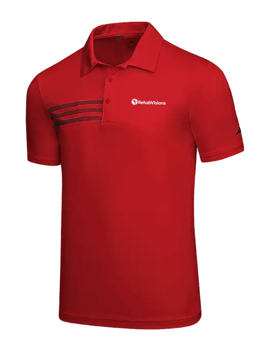 Adidas Red 3 Stripes Chest Polo w/RehabVisions POST Logo
