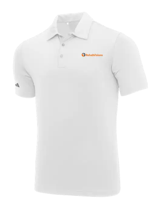 Adidas White Ultimate Solid Polo w/RehabVisions POST Logo