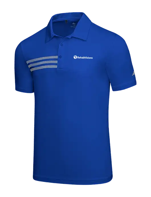 Adidas Royal 3 Stripes Chest Polo w/RehabVisions POST Logo