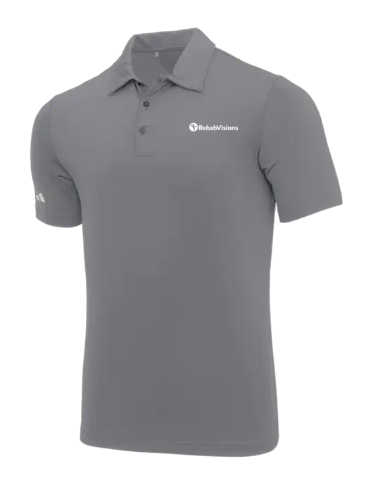 Adidas Medium Grey Ultimate Solid Polo w/RehabVisions POST Logo