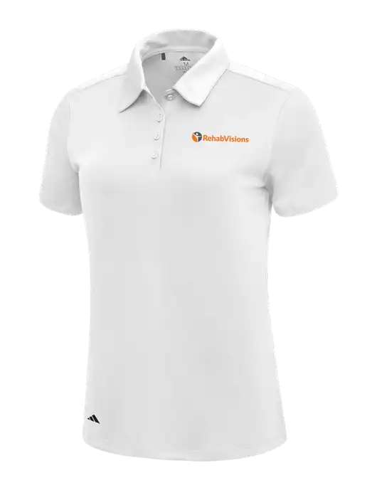 Adidas White Womens Ultimate Solid Polo w/RehabVisions POST Logo