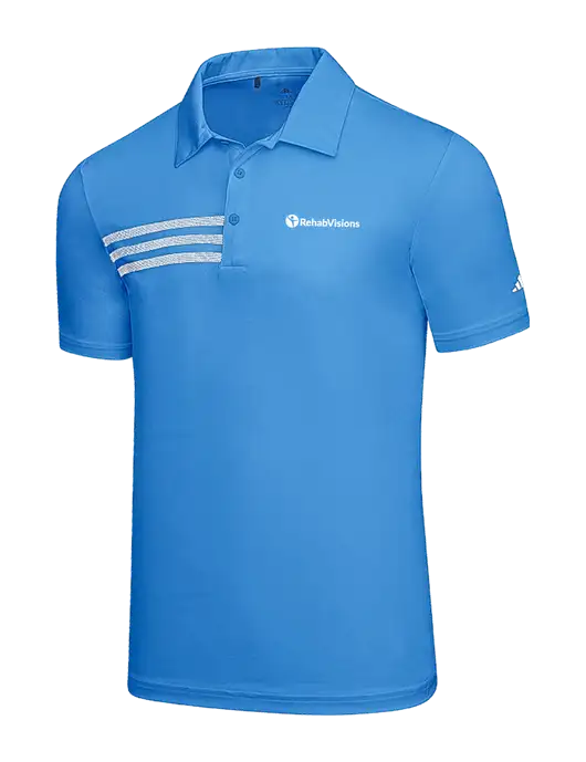 Adidas Carolina Blue 3 Stripes Chest Polo w/RehabVisions POST Logo