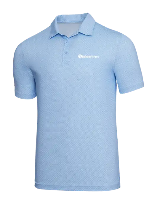 Adidas Light Blue Diamond Dot Print Polo w/RehabVisions POST Logo
