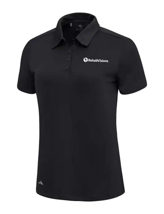 Adidas Black Womens Ultimate Solid Polo w/RehabVisions POST Logo