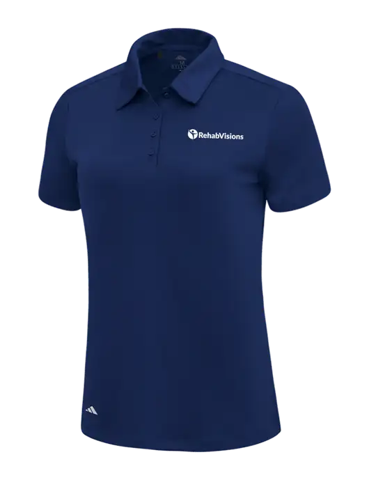 Adidas Navy Blue Womens Ultimate Solid Polo w/RehabVisions POST Logo