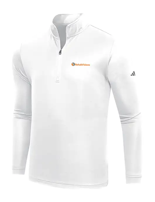 Adidas White  Lightweight Quarter Zip Pullover w/RehabVisions POST Logo
