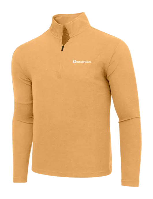 Adidas Light Orange Heather 3 Stripes Quarter Zip Sweater w/RehabVisions POST Logo