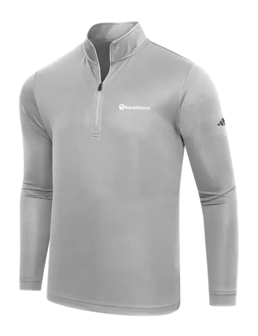 Adidas Medium Grey  Lightweight Quarter Zip Pullover w/RehabVisions POST Logo