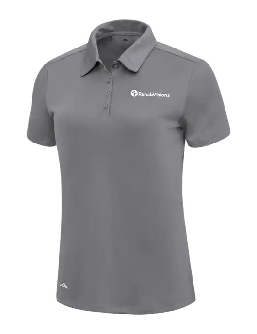 Adidas Medium Grey Womens Ultimate Solid Polo w/RehabVisions POST Logo