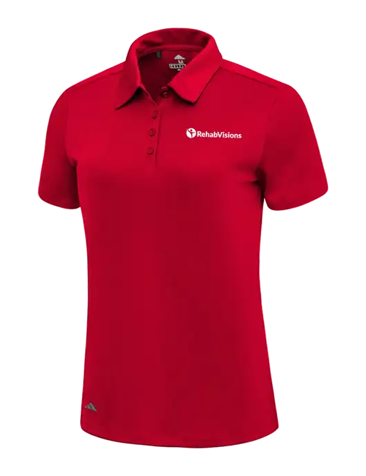 Adidas Red Womens Ultimate Solid Polo w/RehabVisions POST Logo