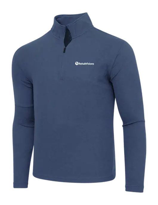 Adidas  Navy  Melange 3 Stripes Quarter Zip Sweater w/RehabVisions POST Logo