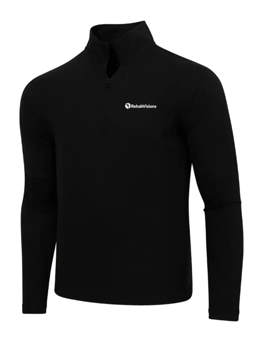Adidas  Black Melange 3 Stripes Quarter Zip Sweater w/RehabVisions POST Logo