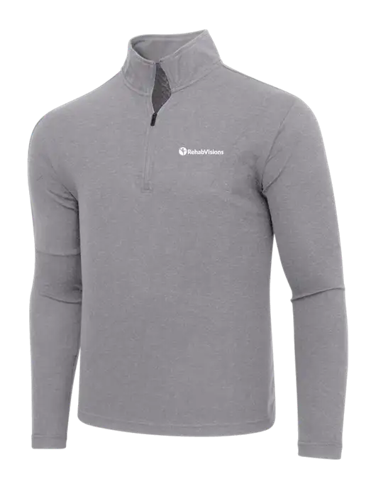 Adidas Medium Grey Melange 3 Stripes Quarter Zip Sweater w/RehabVisions POST Logo