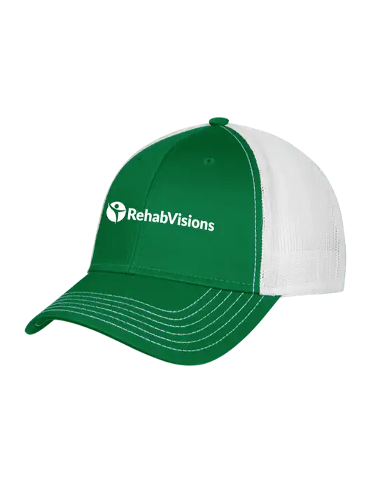 Kelly/White Mesh Trucker Cap Snap Back w/RehabVisions POST Logo