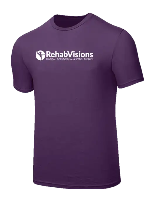 Seriously Soft Eggplant Purple T-Shirt w/RehabVisions POST Logo