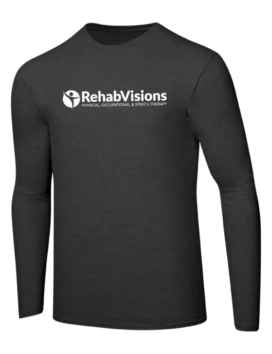 Ring Spun Dark Heather Grey 4.5 oz Long Sleeve T-Shirt w/RehabVisions POST Logo