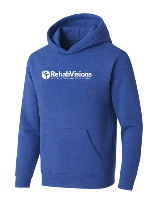 BELLA+CANVAS Heather Royal Sponge Fleece Pullover Hoodie w/RehabVisions POST Logo