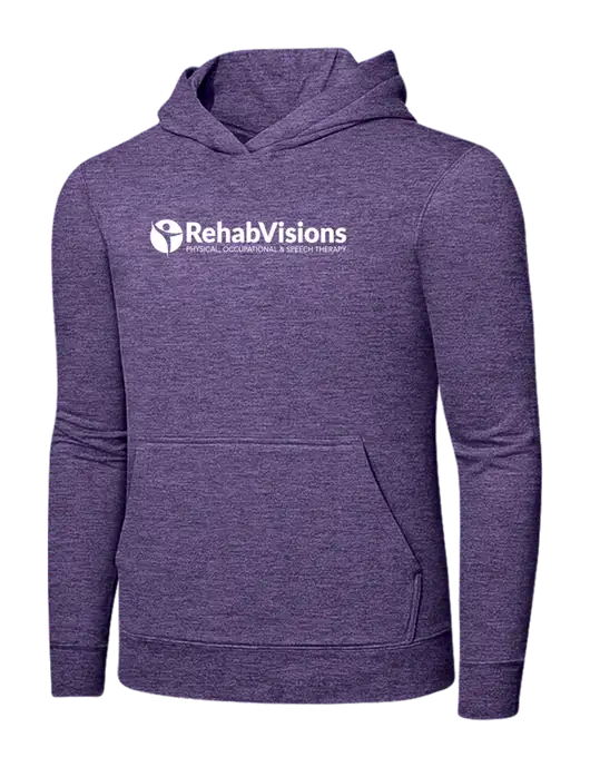Heather Purple 7.8. oz Ring Spun Hooded Sweatshirt w/RehabVisions POST Logo
