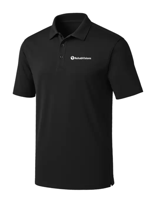 Black Silk Touch Performance Polo w/RehabVisions POST Logo