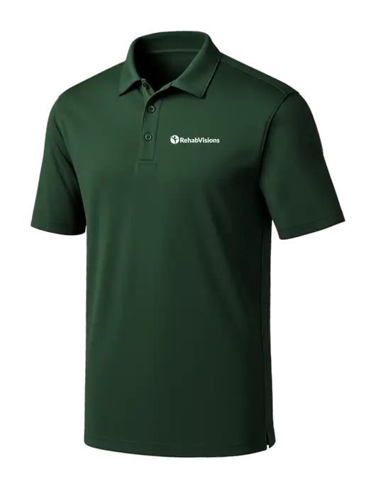 Dark Green Silk Touch Performance Polo w/RehabVisions POST Logo