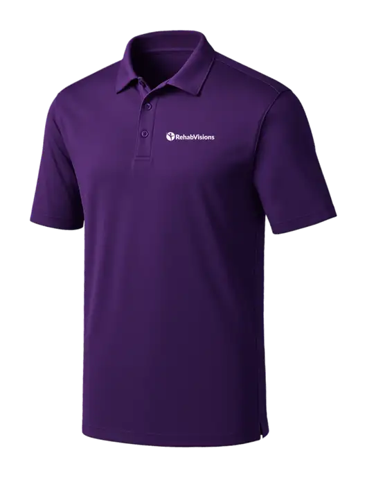 Purple Silk Touch Performance Polo w/RehabVisions POST Logo