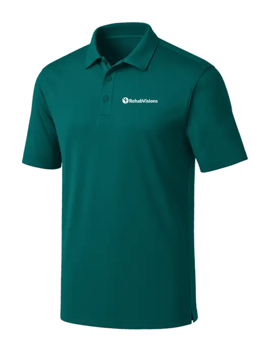 Dark Teal Silk Touch Performance Polo w/RehabVisions POST Logo