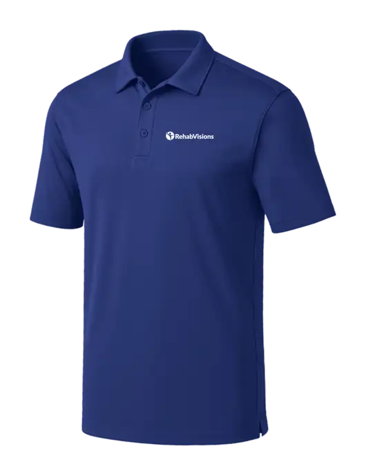 Dark Royal Silk Touch Performance Polo w/RehabVisions POST Logo