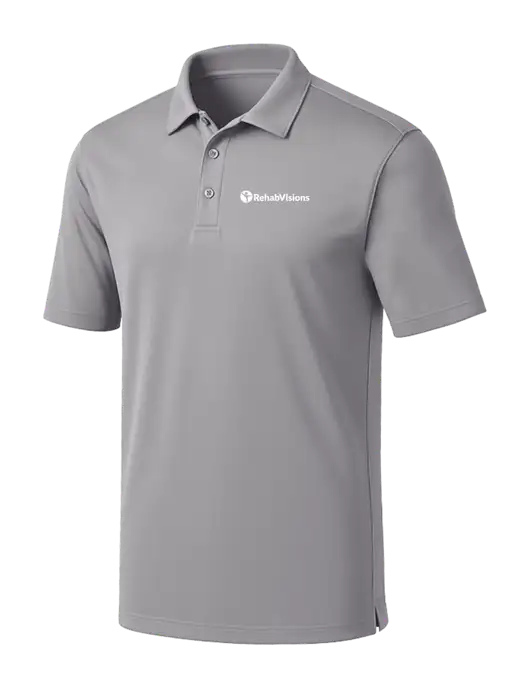 Light Grey Silk Touch Performance Polo w/RehabVisions POST Logo