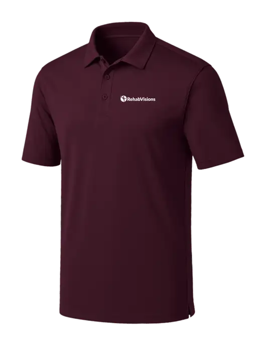 Maroon Silk Touch Performance Polo w/RehabVisions POST Logo