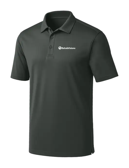 Dark Grey Silk Touch Performance Polo w/RehabVisions POST Logo