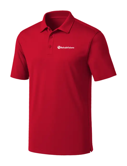 Red Silk Touch Performance Polo w/RehabVisions POST Logo