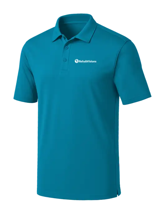 Sapphire Blue Silk Touch Performance Polo w/RehabVisions POST Logo