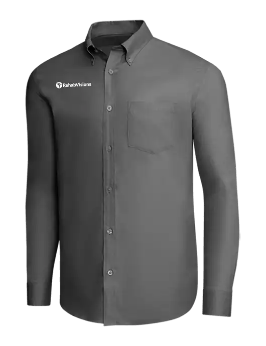 Brooks Brothers Dark Grey Wrinkle-Free Stretch Pinpoint Shirt w/RehabVisions POST Logo