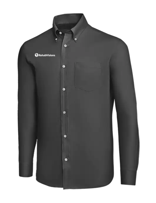 Brooks Brothers Dark Grey Wrinkle-Free Stretch Nailhead Shirt w/RehabVisions POST Logo