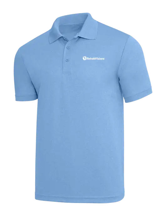 Light Royal Heather PosiCharge RacerMesh Polo w/RehabVisions POST Logo